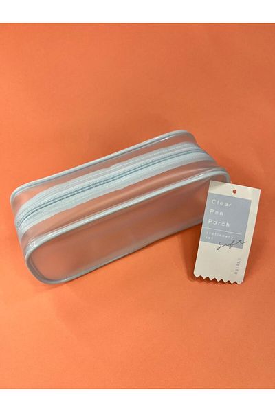 Concord Japanese Transparent Pen Holder Bag Zippered Blue