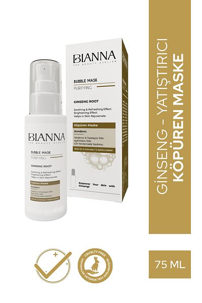 Bianna Foaming Mask Bubble Mask with Ginseng Extract and Soothing Foaming Mask - 75 ml