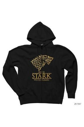 Z zepplin Game of Thrones House Stark Winter is Coming Siyah Fermuarl Kap onlu Sweatshirt Fiyat Yorumlar Trendyol