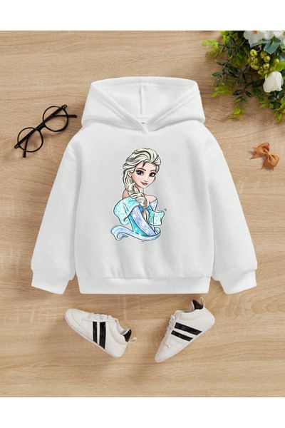 AEMİ Hanorac cu glugă cu imprimeu Frozen Elsa pentru copii