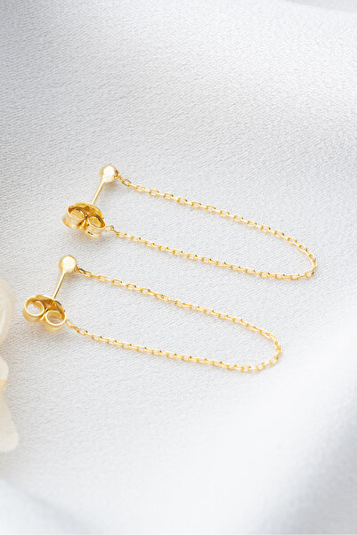 Silvano Jewelry 925 Ayar Gümüş Zincirli Top Küpe