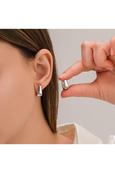 toptanhanem Taşsız Tasarım Gümüş Kaplama  Çelik Küpe - Moda ve Zarafet Bir Arada