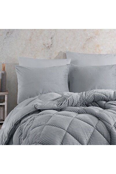 Hobby Premium Soft Single Duvet Set Light Gray