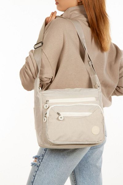BAGzy Casey Cross Crinkle Fabric Arm and Shoulder Bag