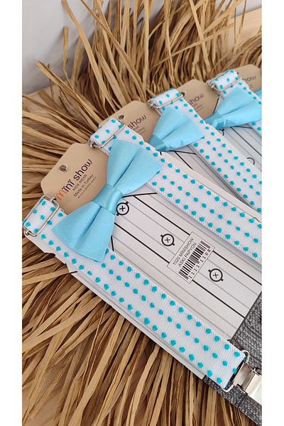 Monkabox Set de 5 bretele cu papion cu buline albastre