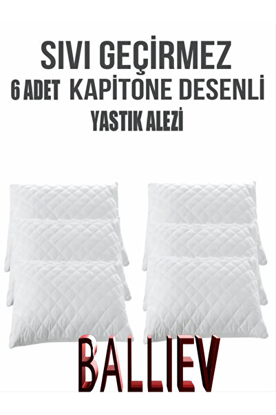balliev 6'lı Fermuarlı Kapitone Desenli Sıvı Geçirmez Koruyucu Yastık Alezi