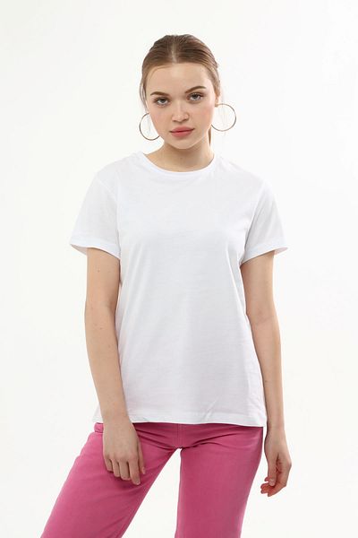 Miss Murem Round Neck Basic T-shirt-white