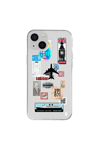 Casen iPhone 15 Seyahat Defteri Tasarımlı Şeffaf Silikon Telefon Kılıfı