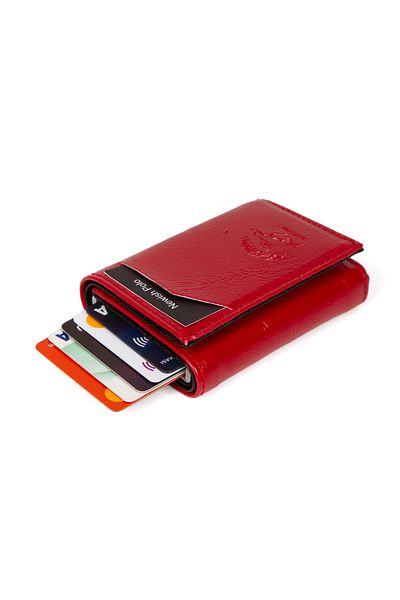 Adelina Bags Petra Aluminum Mechanismed Wallet with Money Compartment Card Holder Wallet