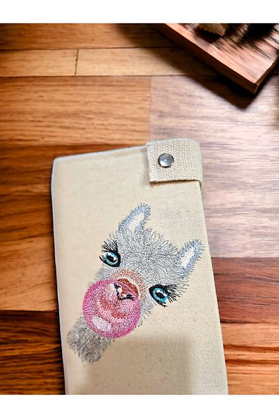 shules collection Husă pentru cărți brodate LAMA, FĂCUTĂ MÂNĂ
