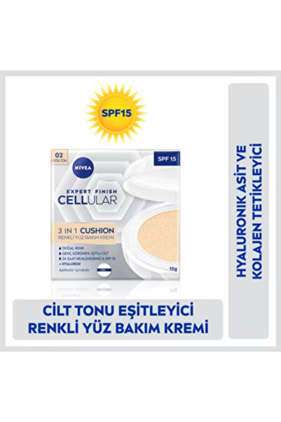 NIVEA Cellular Expert Finish 3in1 Cushion Renkli Orta Ton Yüz Bakım Kremi 02 15 ml