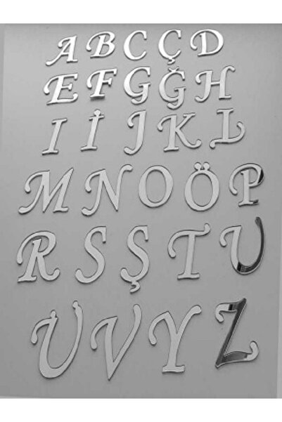 Kazanabil AYNALI HARF STİCKER GÜMÜŞ T HARFİ