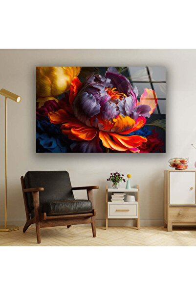 myphotostation Zidna slika od kaljenog stakla sa šarenim cvećem