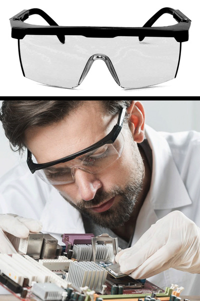 MH MiniHediye نظارات واقية عامة قابلة للتعديل للأذنين قابلة للتعديل محمية من الأشعة فوق البنفسجية نظارات سلامة العمل الشفافة