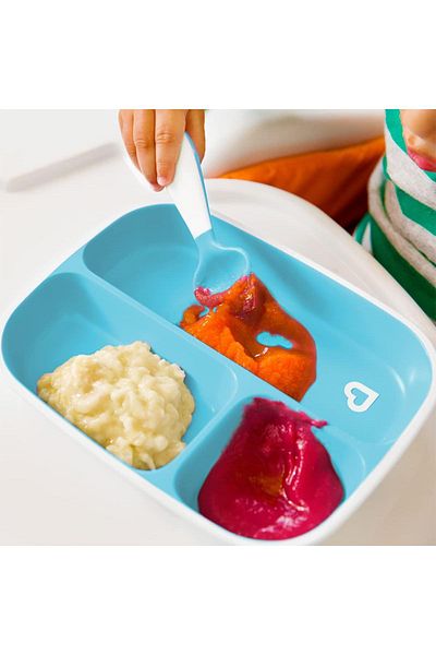 Munchkin Splash Blocking Compartmentalized Plate 6 months Blue/green, Set of 2