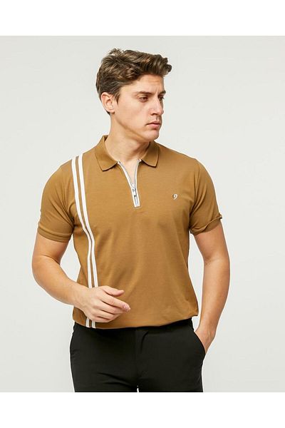Rey Polo POLO NECK T-SHIRT WITH DOUBLE STRIPES AND ZIPPERS