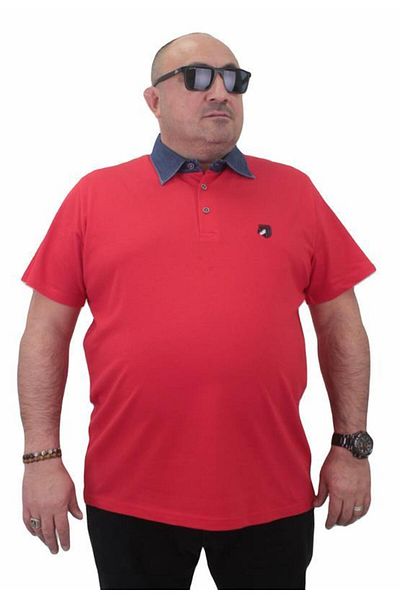 Starbattal Large Size Polo Denim Collar T-Shirt 23420 RED