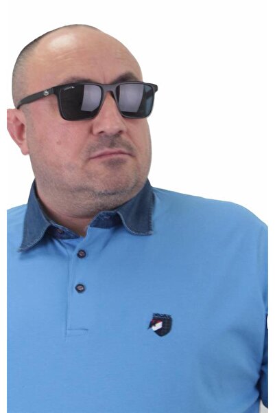 Starbattal Plus Size Polo Denim Collar T-Shirt 23420 BLUE
