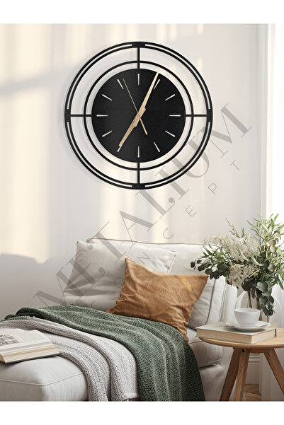 Metalium Concept Dekoratif Sessiz Siyah Metal Duvar Saati 45x45cm [1209-45x45]