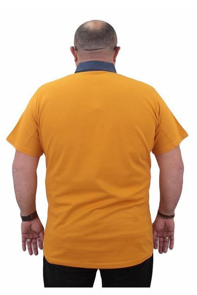 Starbattal Polo Denim Collar Large Size T-Shirt 23420 - MUSTARD