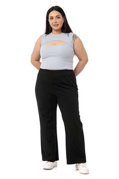DISENTIS MODEST Large Size Low-cut Ribbed Camisole Gray Body