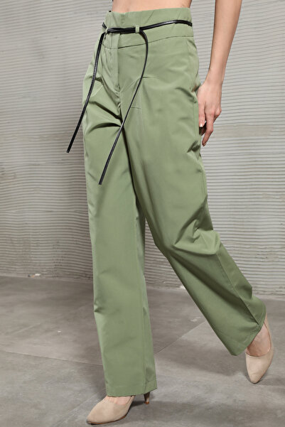 GİYSA Kadın Yüksek Bel Bol Paça Terikoton Pantolon