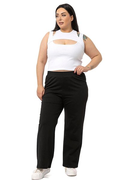 DISENTIS MODEST Large Size Low-cut Ribbed Camisole White Body