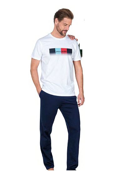 Pierre Cardin 6043 Ανδρικό κοντομάνικο χτενισμένο βαμβακερό σετ πιτζάμα-λευκό