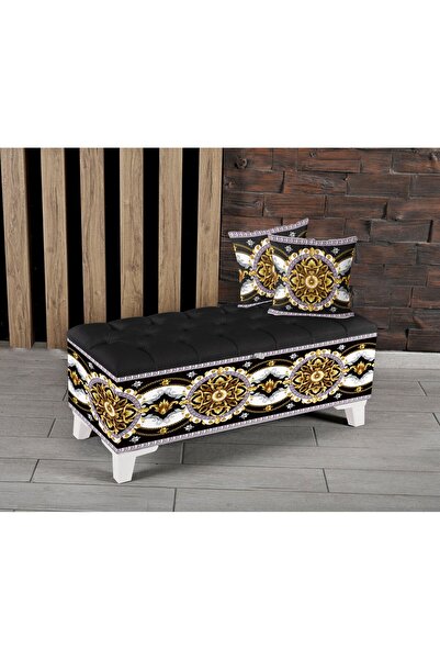 Armi Puf Lux Gold Desenli Sandıklı Puf +2 Kırlent