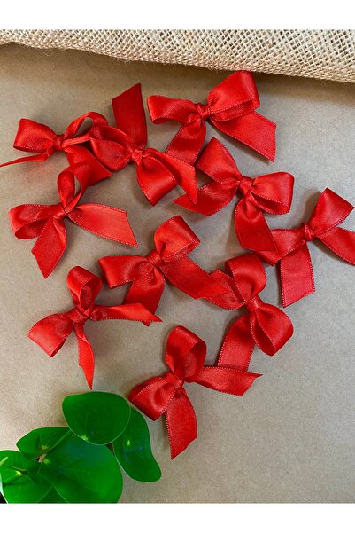 SGSPACK 10 Pieces Satin Bow - Red Baby Gift - Baby Gift