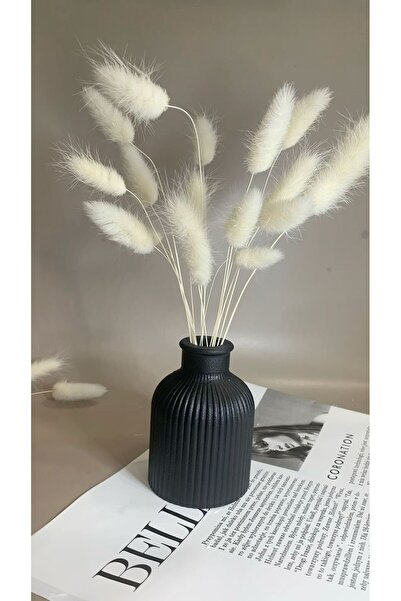 SUGAM Ριγέ Διακοσμητικό Μαύρο Βάζο Αξεσουάρ Βάζο