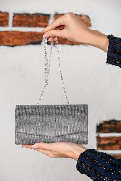 ROZA CANTA Women's Anthracite Glittery Mini Box Shoulder Evening Bag