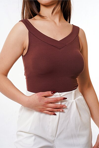 FV Women's Bustier Crop Corded Front Back V