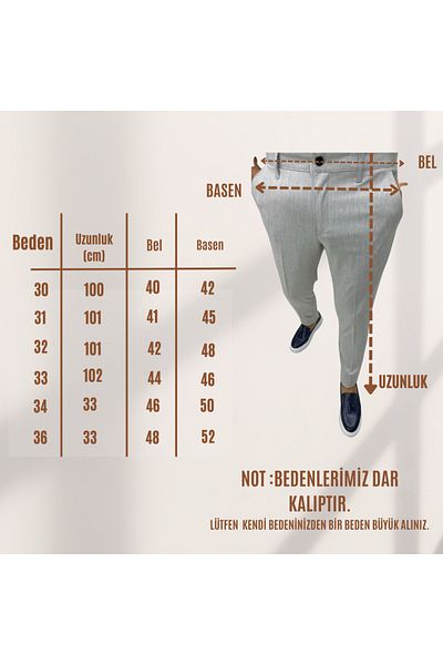 HAKİM BEY Men's Italian Cut Slim Fit Quality Stretchy Lycra Ankle Length Color Color Fabric Trousers