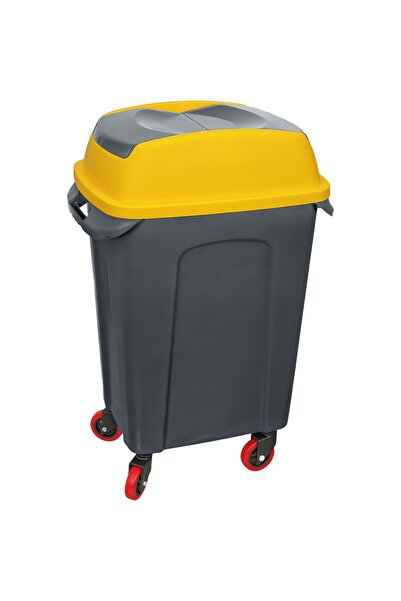 BlackBird Home Hippo 70 Lt Tekerlekli Çöp Kovası Antrasit Gövde Sarı Kapak