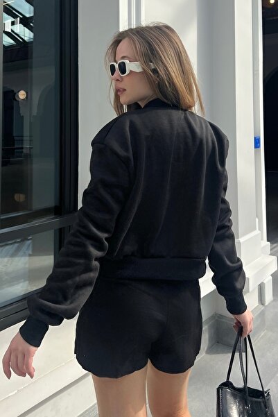 Bianco Lucci Women's Three Thread Rose Gold Double Pocket Bomber Jacket