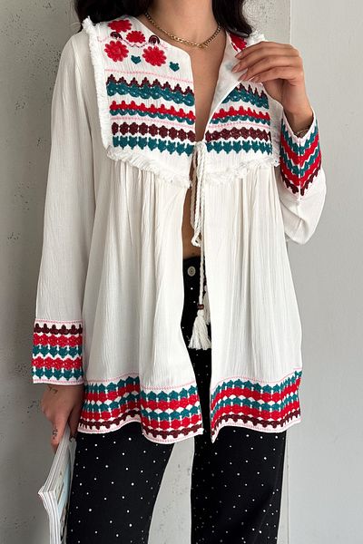 FEMELLE Women's Tasseled Authentic Embroidered Jacket