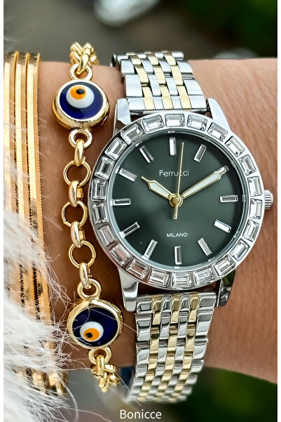 Ferrucci Double Colored Ladies Wristwatch with Bracelet Gift