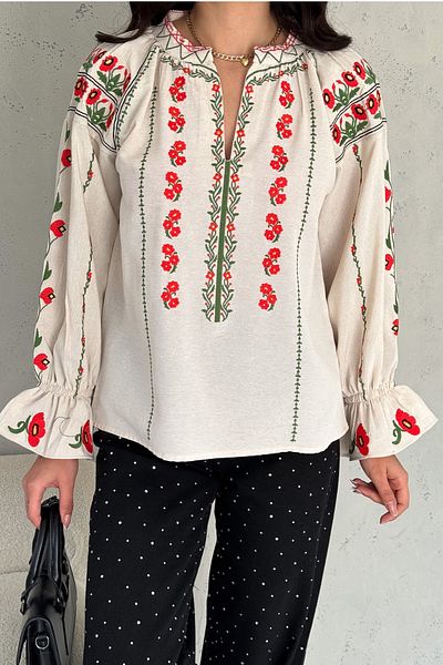 FEMELLE Bluză din bumbac brodat cu broderie florală de sezon nou pentru femei