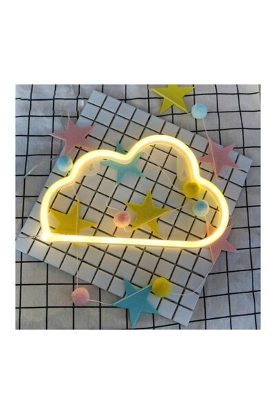 Lexi Bella Çocuk Odası Gece Lambası Sarı Dekoratif Bulut Neon Led Masaüstü Ge...