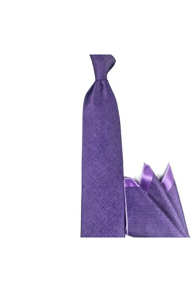 Sade Kravat Lilac Purple Melange Patterned Handkerchief Tie 19531 Purple