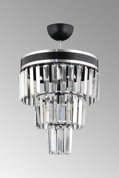 Kraliçe Paris 3-Tier Black Chrome Gilded Crystal Stone Modern Chandelier of 30'