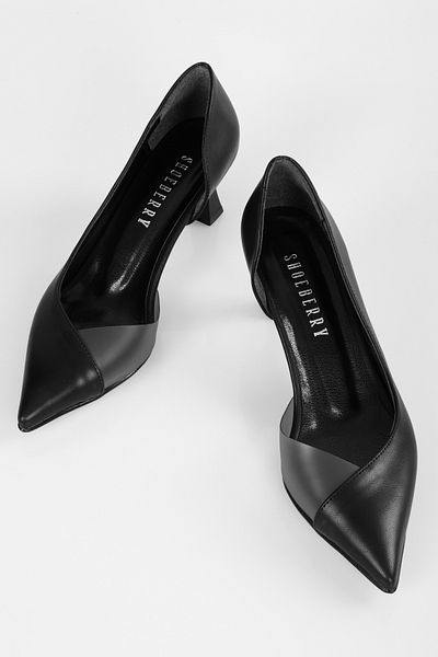 Shoeberry Millie Black Skin Transparent Detaillierte Stöckelschuhe für Damen