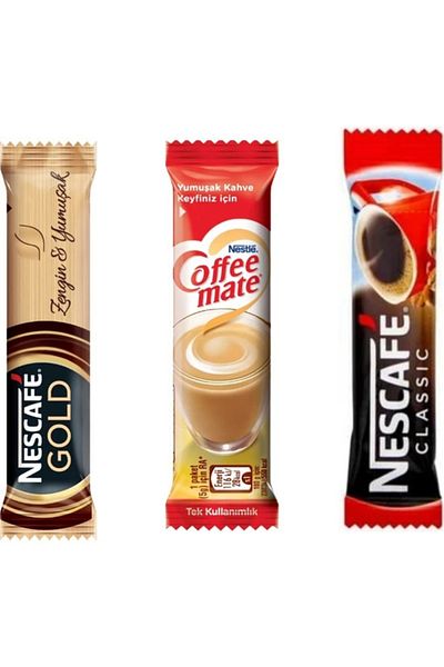 Nestle Nescafe Gold 2 gr X200 Nescafe Classic 2 gr X200 Nestle Coffee Mate 5 gr X200