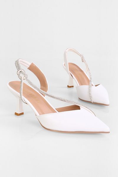 Shoeberry Dámské boty na podpatku Hush White Skin Stone Stiletto