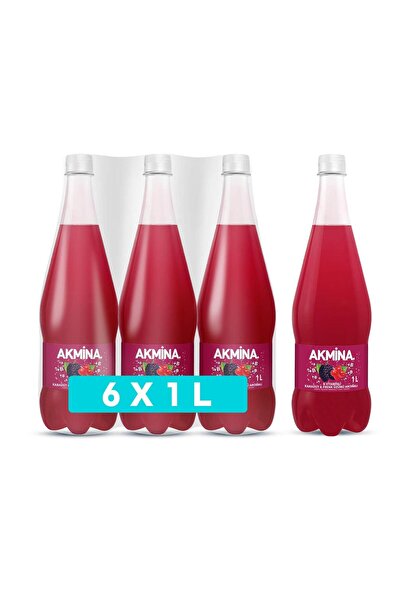 Akmina Kırmızı Meyve Aromalı Maden Suyu 1 Lt X 6 Adet