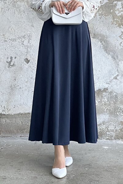 InStyle Elastic Waist Scuba Skirt - Navy Blue