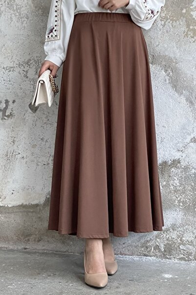 InStyle Spódnica typu scuba z elastyczną talią - brązowa