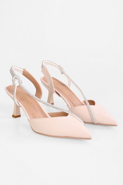 Shoeberry Hush Ten Damen Stiletto-Schuhe aus mattem Satin mit Steinen