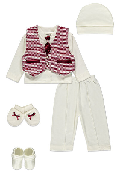 Nai baby طقم مولود للرجال مع ربطة عنق لحديثي الولادة وجيب مفصل وسترة هدية 6 قطع